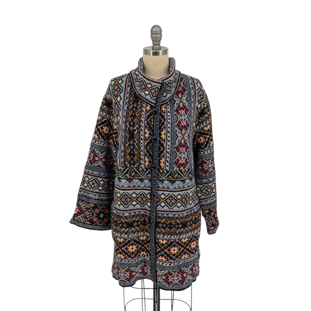 00609 Aldo Martins Nordic Alpaca Wool Cardigan Sweater Brown Size XS winter